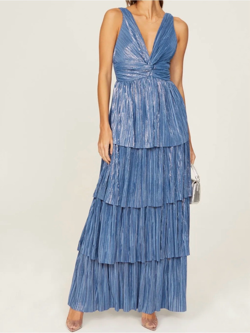 Sabina Musayev Blue Layered Maxi Dress Size Medium “Read”